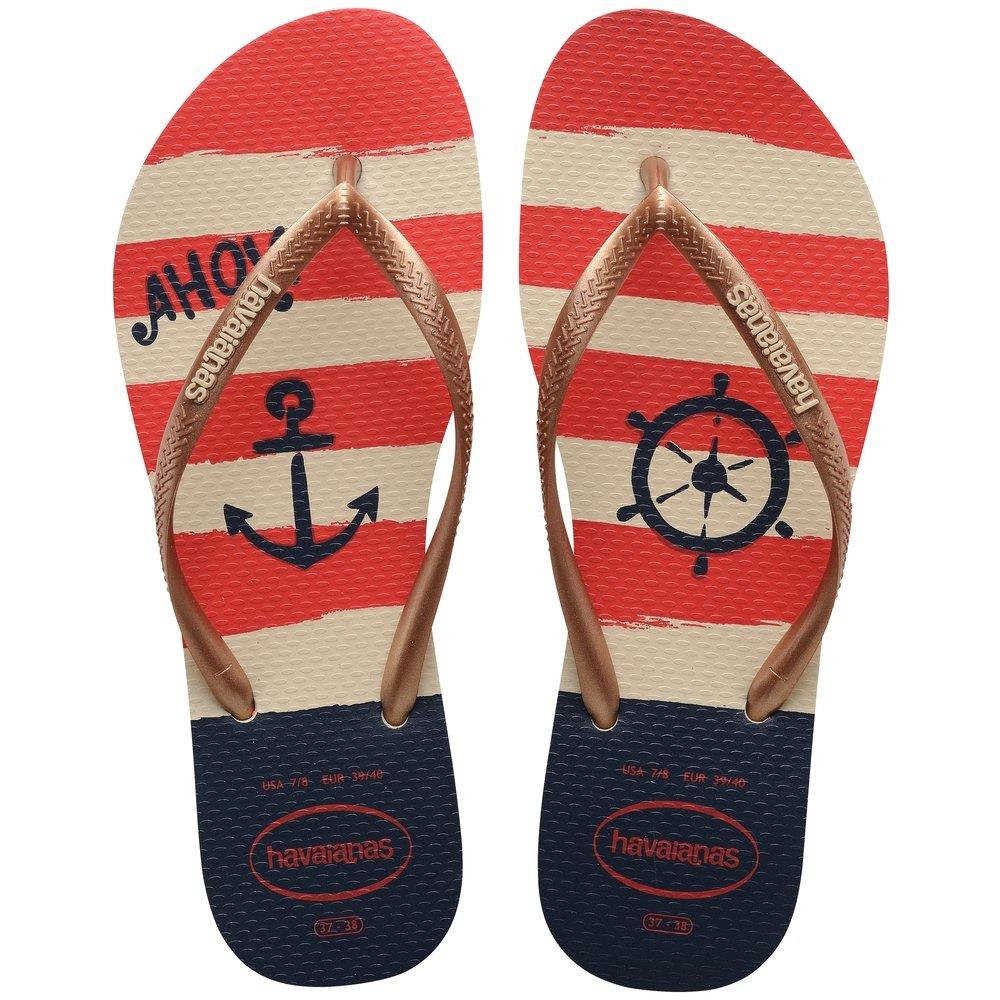 Havaianas Slim Nautical Bege Palha/rose Gold