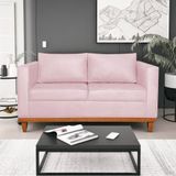 Sofá 2 E 3 Lugares Europa 180 Cm Estilo Conforto E Elegância Suede Rosa Bebê - Amarena Móveis