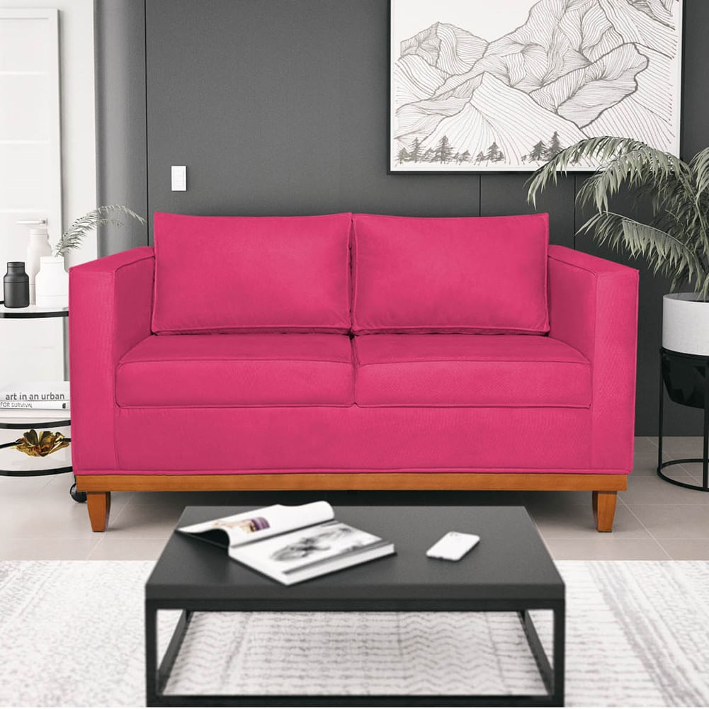 Sofá 2 E 3 Lugares Europa 180 Cm Estilo Conforto E Elegância Suede Pink - Amarena Móveis