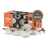 Jogo Panela Brinox Antiaderente Cerâmica Vanilla Kit 6 Peças