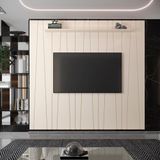 Painel Ripado Zigzag Para Tv Até 75 Polegadas Roma 225cm Cor:off White