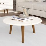 Mesa de Centro Bechara Decor Brilhante 59 cm com Pés Palito - Off White