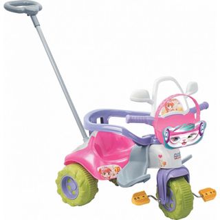 Triciclo Infantil Festa Azul Bebe Com Empurrador Motoca - Carrefour