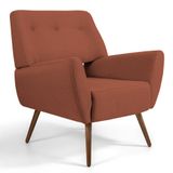 Poltrona Decorativa Sala de Estar Melli Pés Palito Madeira B-262 Veludo Telha - Domi