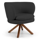 Poltrona Decorativa Sala de Estar Melissa Base Giromad Giratória C-465 Linho Chumbo - Domi