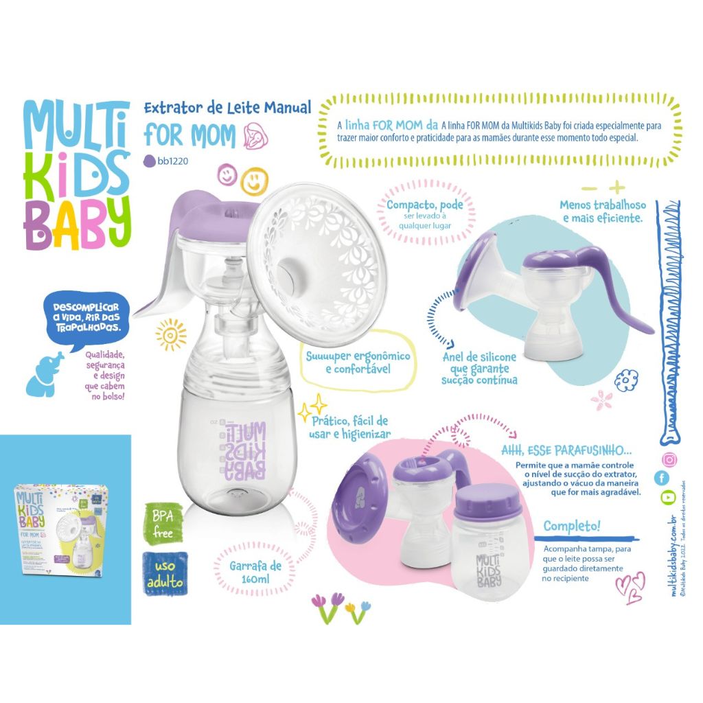 Bomba Tira Leite Manual For Mom Multikids Baby - Emporium das Fraldas