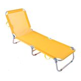 Cadeira Espreguiçadeira Praia Piscina Textilene Amarela Bel