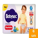 Fralda Descartável Babysec Shortinho Galinha Pintadinha Mega Tamanho M - 6 Pacotes Com 34 Tiras