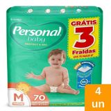 Fralda Descartável Personal Soft &amp; Protect Hiper Tamanho M - 4 Pacotes Com 70 Tiras