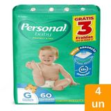 Fralda Descartável Personal Soft &amp; Protect Hiper Tamanho G - 4 Pacotes Com 60 Tiras