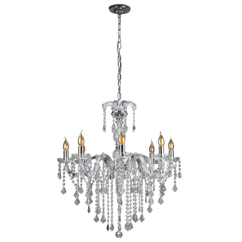 Lustre Pendente Blumenau Cristal Clássico 8 Braços Transparente E14 Bivolt