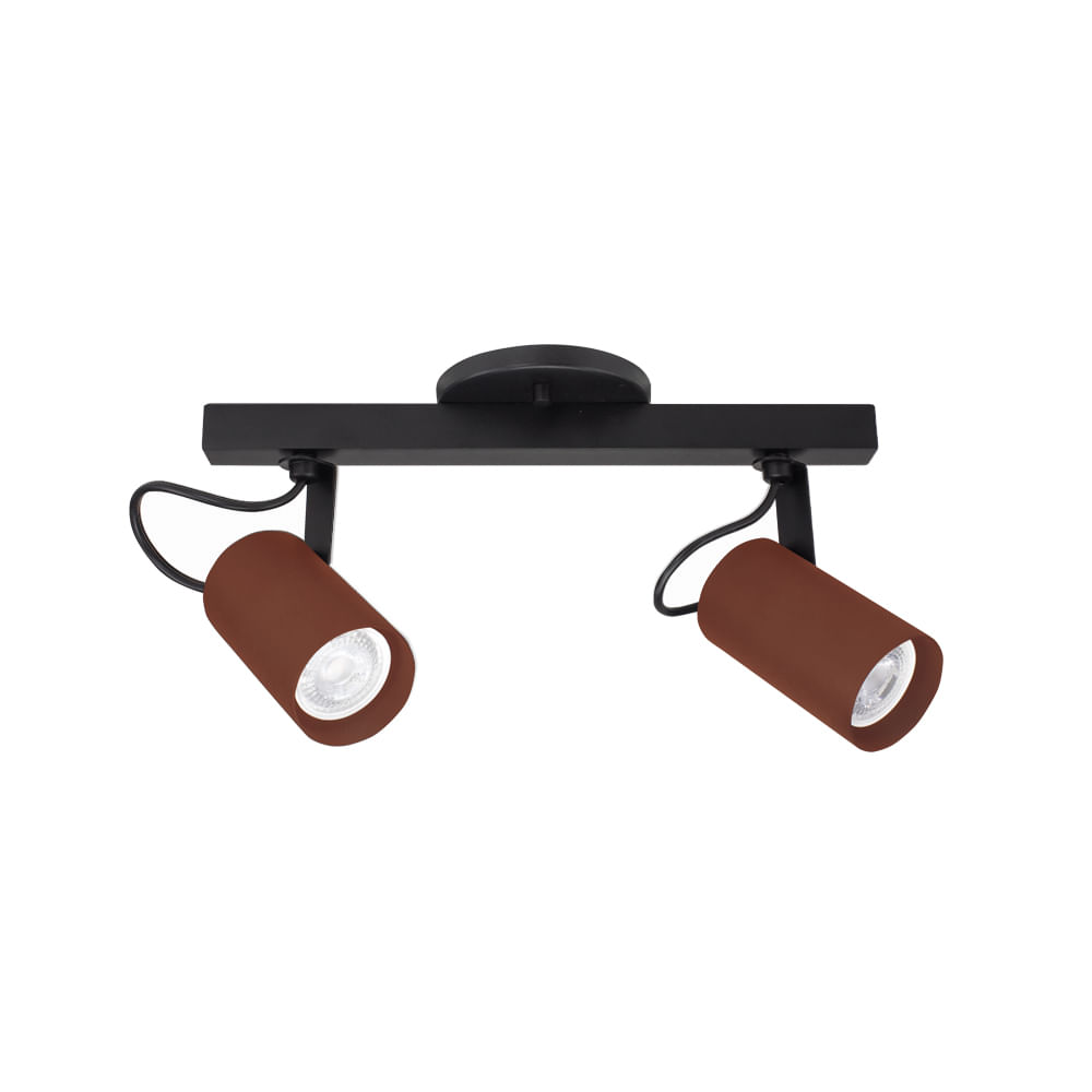 Trilho Com 2 Spots Newline Lisse Solution Ii Par 20 E27 Bivolt - Cobre E Preto - Único