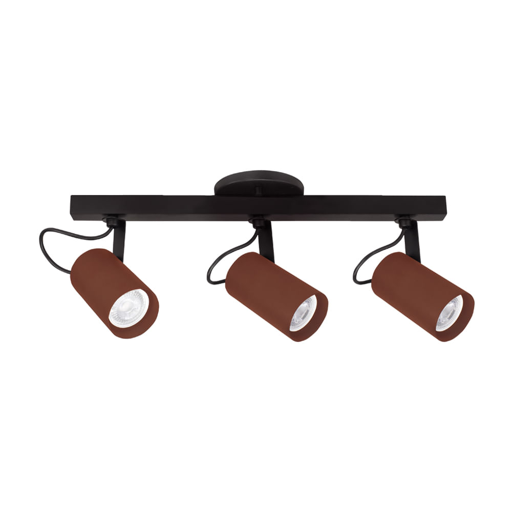 Trilho Com 3 Spots Newline Lisse Solution Ii Par 20 E27 Bivolt - Cobre E Preto - Único