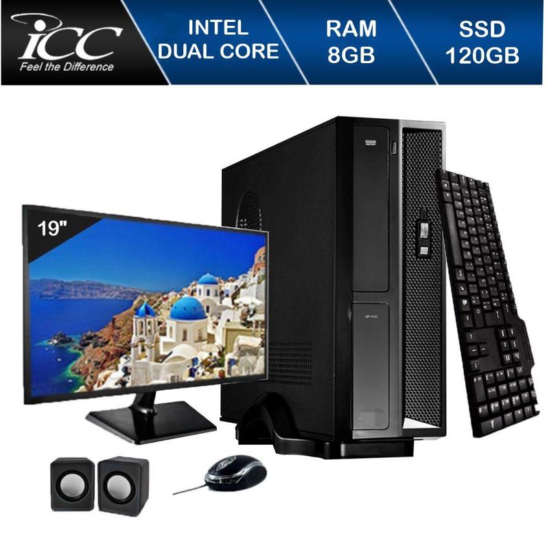 Desktop Icc Sl1886km19 Celeron J1800 2.41ghz 8gb 120gb Intel Hd Graphics Linux 19,5" Com Monitor
