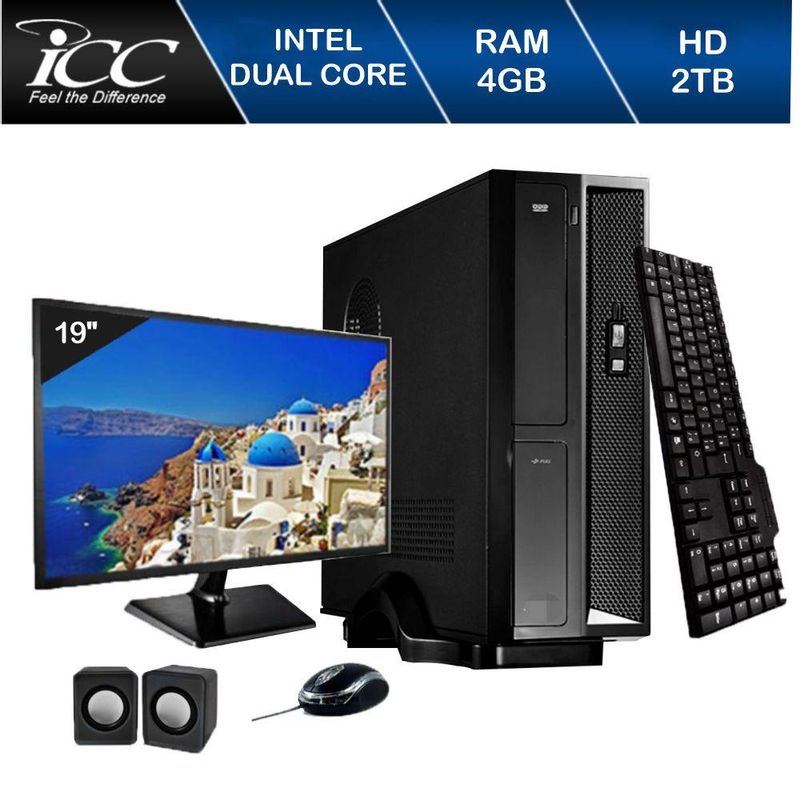 Desktop Icc Sl1843cm19 Celeron J1800 2.41ghz 4gb 640gb Intel Hd Graphics Linux 19,5" Com Monitor
