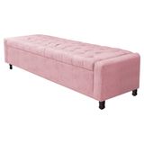 Calçadeira Baú Casal Everest P02 140 Cm Para Cama Box Suede Rosa Bebê - Amarena Móveis