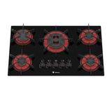 Cooktop A Gas 5 Bocas Venax Arena Preto Vermelho