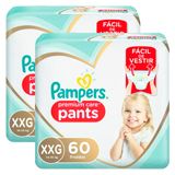 Kit 2 Fralda Infantil Pampers Premium Care Pants Tamanho Xxg Com 60 Unidades Cada