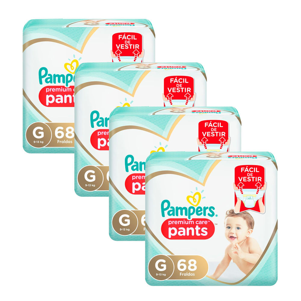 Kit 4 Fralda Pampers Pants Premium Care G 68 Unidades