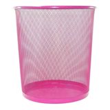 Lixeira Metal Aramado Cesto Lixo Escritório 10 Litros Rosa