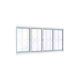 Janela de Aço de Correr 100x120cm 4 Folhas com Grade Quadrada Facilita Lucasa Branco