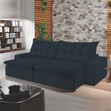 Sofá Retrátil e Reclinável 3 Lugares 210cm Bérgamo Montano Estofados Veludo Azul Marinho