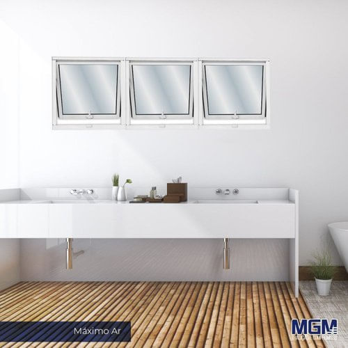 Janela de Alumínio Maxim-ar 60x60cm com Vidro Mini Boreal Soft MGM Branco