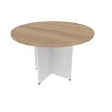 Mesa de Jantar Redonda Anne Bramov Móveis Branco/Carvalho Mel