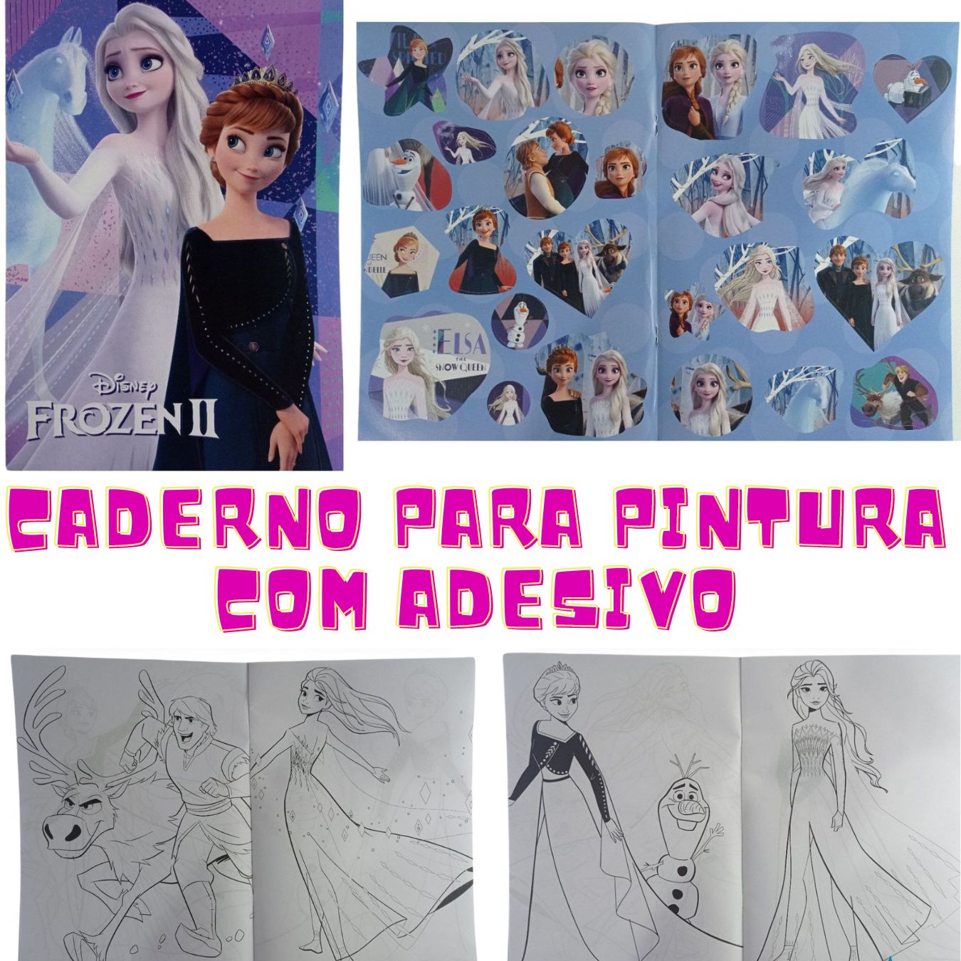 Livro 16 Desenhos Para Colorir Com Adesivos Modelo:frozen - Carrefour