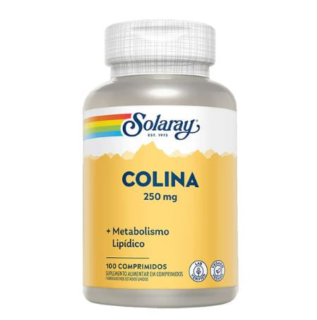 Colina 250mg Solaray Vegano Com 100 Comprimidos