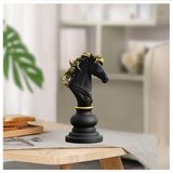 Decoração Peças De Xadrez Preto Cavalo Escultura Média Estátua 16cm