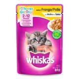 Ração Para Gatos Whiskas Filhotes 2 A 12 Meses Sabor Frango Ao Molho Sachê 85g