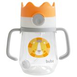 Copo De Transição Para Bebê Com Alça E Canudo 240ml Buba Leãozinho Laranja