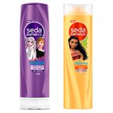 Kit Condicionador Infantil Juntinhos Frozen E Shampoo Infantil Seda Juntinhos Moana 300ml Cada