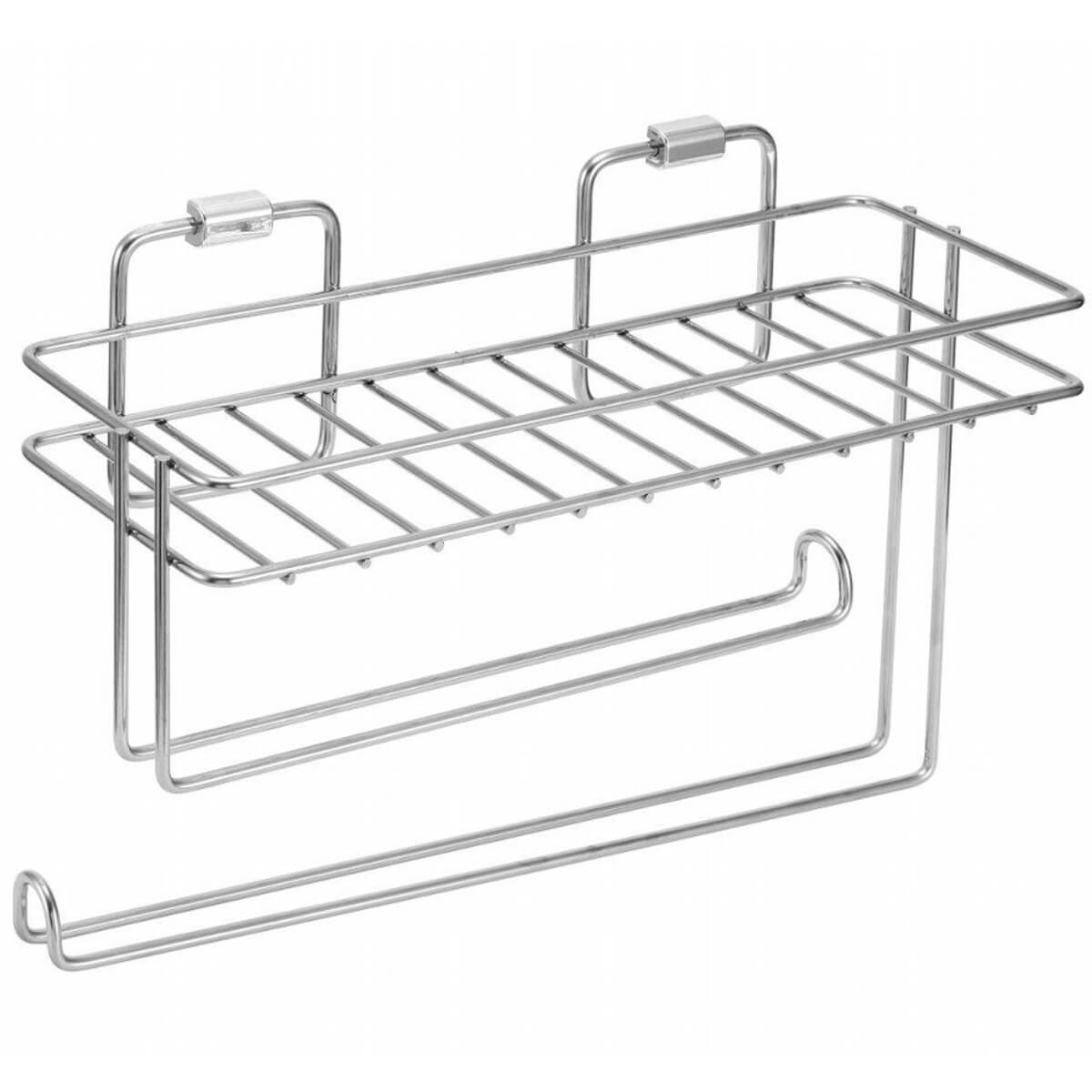 Porta Condimentos Inox Aramado Rolo De Papel Toalha Alumínio Temperos Suporte Parede