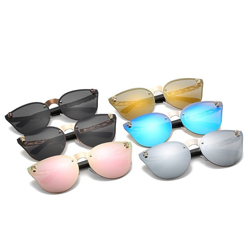 Moda Mulheres Gótico Óculos Skull Frame Metal Temple Oculos