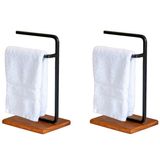 Kit 2 Porta Toalha Lovell Bancada Lavabo Peroba Preto Dhom