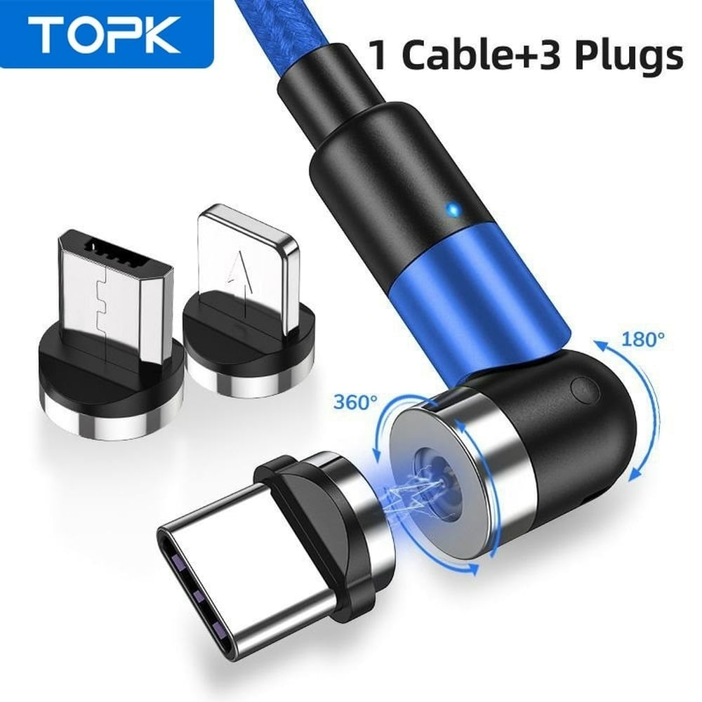 Cabo Pra Carregar Micro Usb Tipo C Topk Am59 Azul 1m