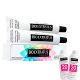 Kit 2 Tinturas Bio Extratus Color Louro Claro 8.0 + 2 Ox 20 Volumes 90ml