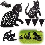 Decoração Do Cat Garden 3pcs . Metal Hollow Design Decorative Estátuas De Animais Bonitos Ao Ar Livre Para Pátio Yard Gramado Jardim Jardim