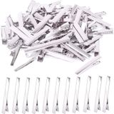 200 Pcs 7,5 Cm Clipe De Cabelo Jacaré Prateado, Arco De Cabelo Metal, Pinos De Cabelo Single Top Flat, Clipes De Seção Profissional Pinos De