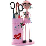 Decoração Enfeite Boneco Escultura De Metal Com Porta Guarda Chuva Rosa 84cm