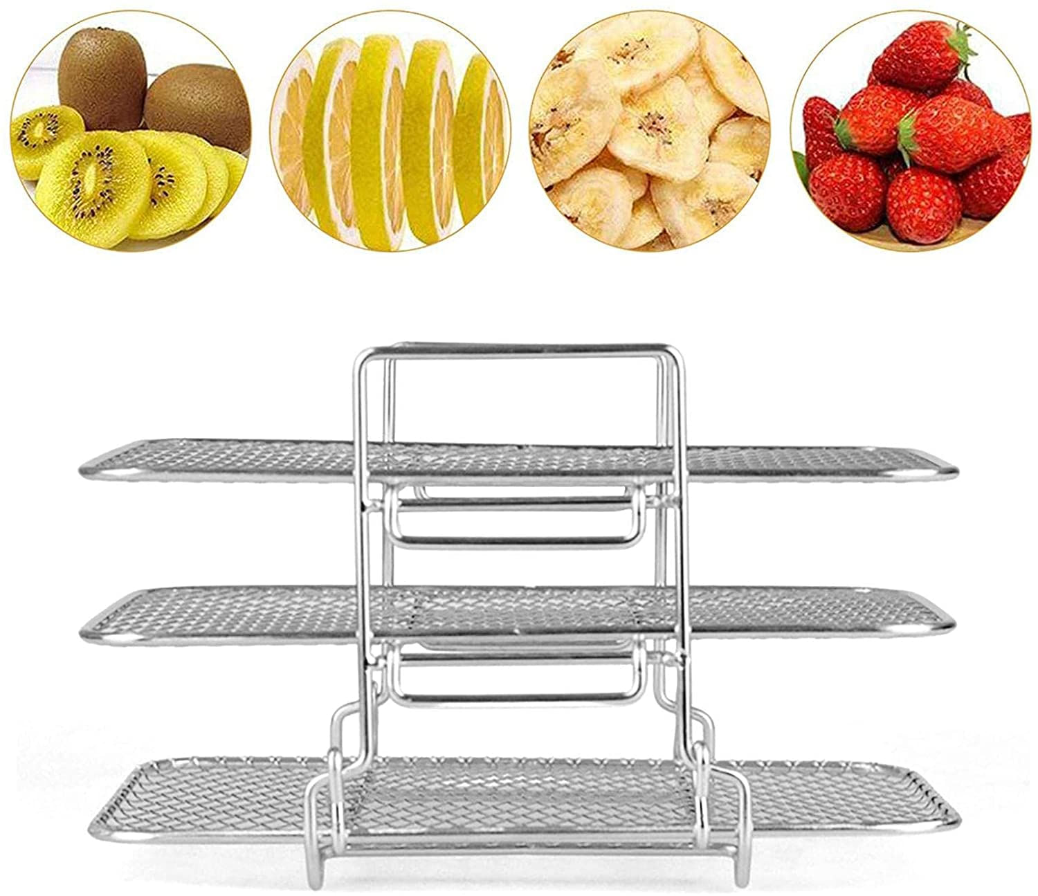 Rack De Fritadeira Para Fritadeira Ninja Dual Air Fryer, 304 Suporte Desidratador De Aço Inoxidável Com 3 Camadas, Rack De Ar De Rack De Des