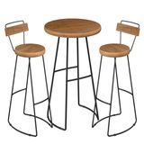 Conjunto Mesa Bistro Bar 2 Banquetas Encosto Aurum Peroba Preto Dhom