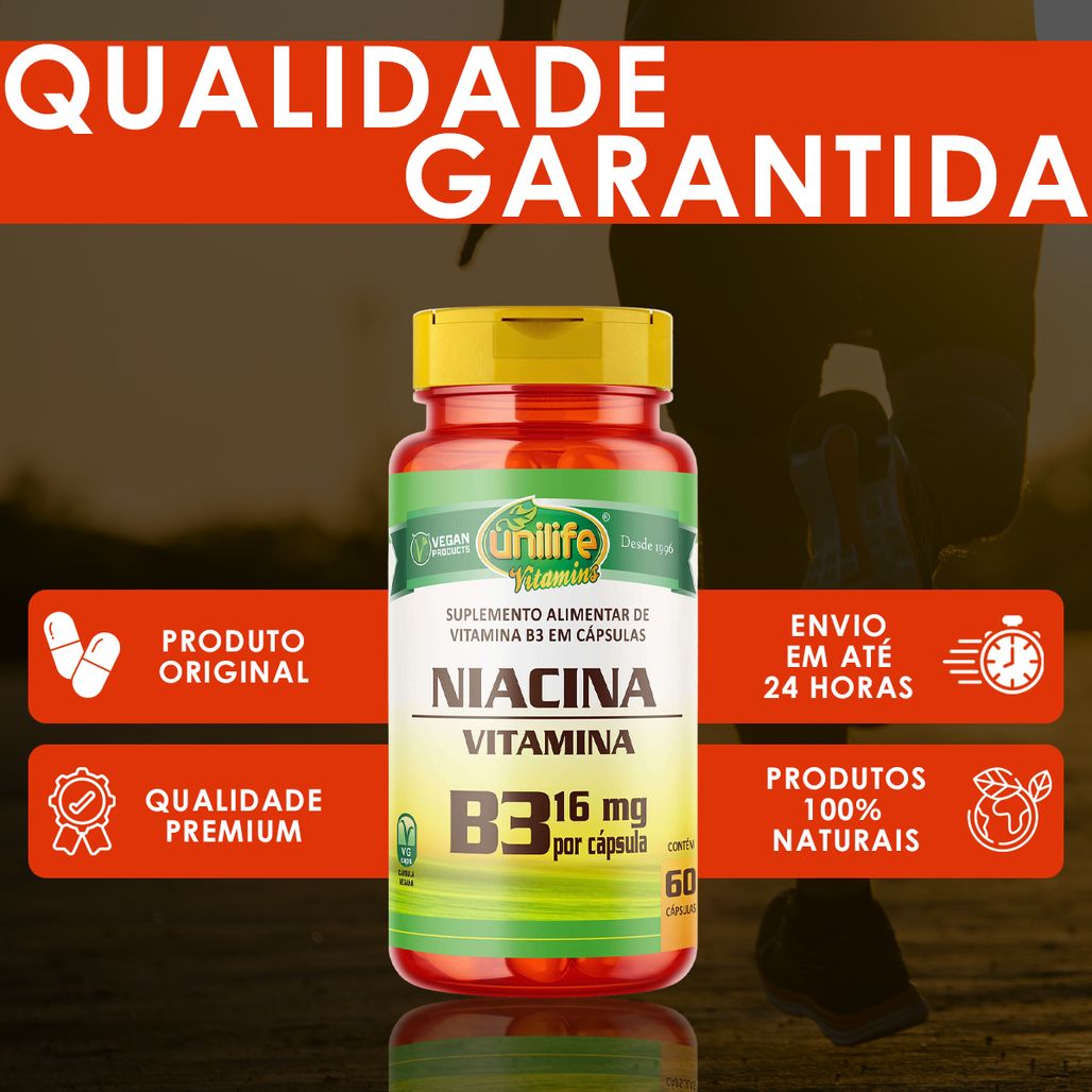 Vitamina B3 Niacina 500mg 60 Cápsulas - Unilife - Carrefour