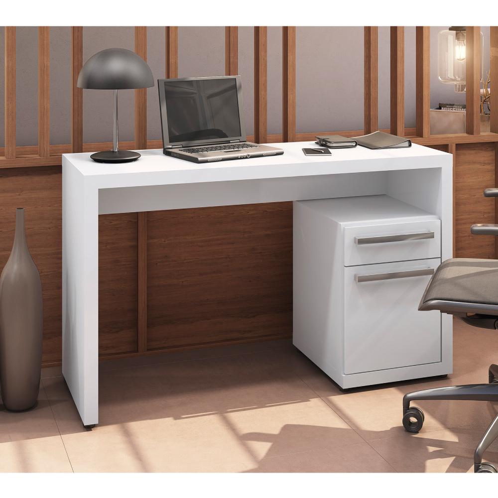 Escrivaninha Para Notebook Com Armário S970 Kappesberg - Branco Brilho