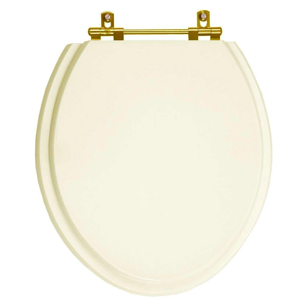 Assento Sanitário Poliéster Izy Creme Para Vaso Deca Com Ferragem Dourada