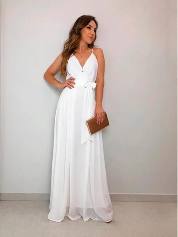 Vestido longo de pano clearance fino