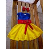 Vestido Branca De Neve Infantil + Laço ¨tiara¨ Luxo