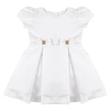 Vestido Infantil Batizado Branco Com Laço Na Frente